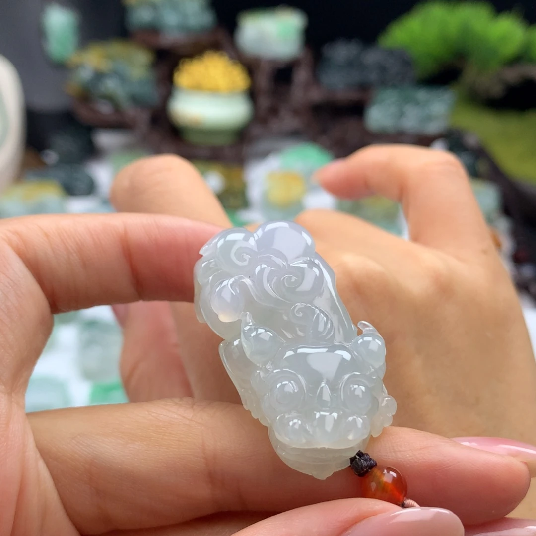 翡翠未镶嵌颈饰A20 冰胶春彩如意貔貅