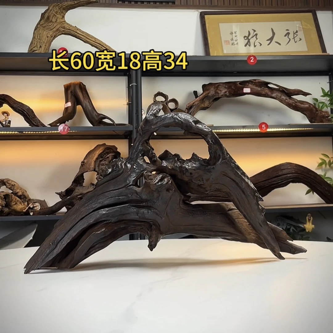 张大狼造景沉木长60cm镂空拱桥飘枝 南美鱼缸造景 紫柚木秒沉