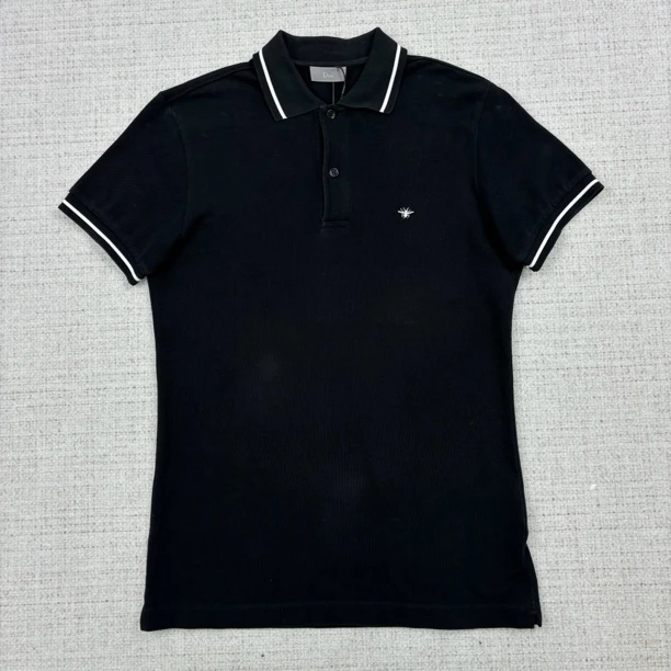 99新 DIOR/迪奥 条纹小蜜蜂刺绣短袖Polo衫/尺码XS/编号8035