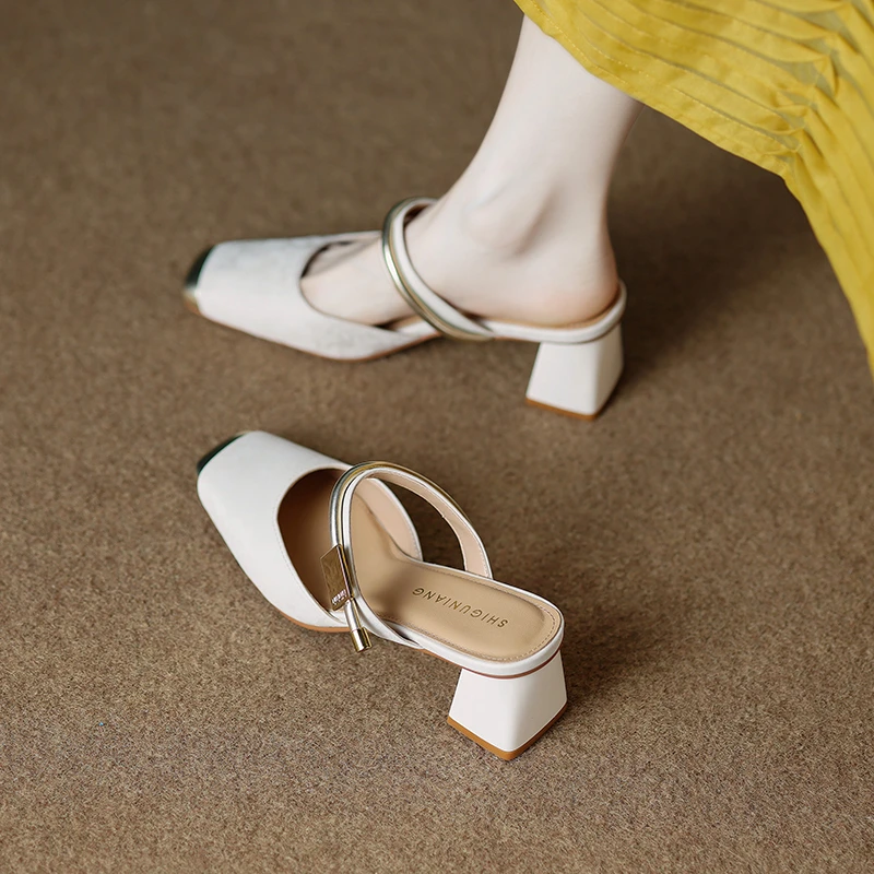 木木3361-1包头半拖女士外穿2025夏天新款配裙子国风新中式凉拖鞋