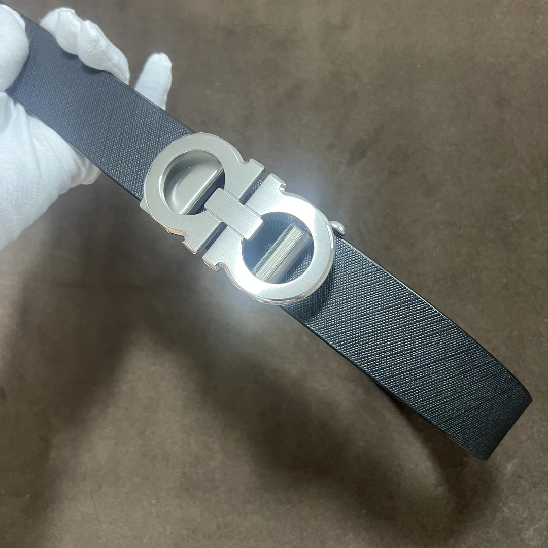 纯手工定制黑色腰带带扣皮带进口头层牛皮8字无牙自动扣