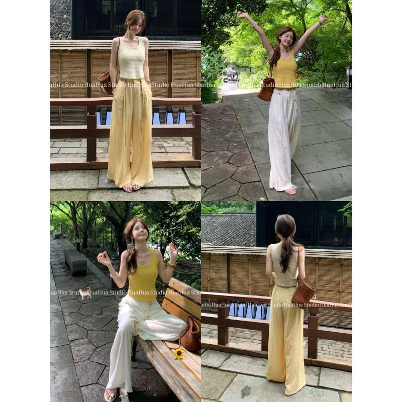 【花花】山本裤~高腰显瘦自留款休闲阔腿山本裤（有编织腰带）