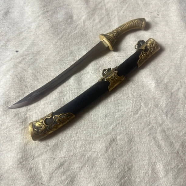 龙泉昊天宝贝剑迷你黑檀木铜装腰刀未开刃