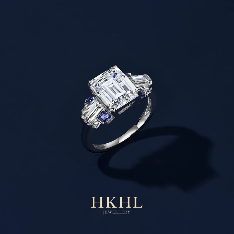 HKHL 925银戒指 方糖闪钻戒指女士气质简约时尚潮高档单戒配饰