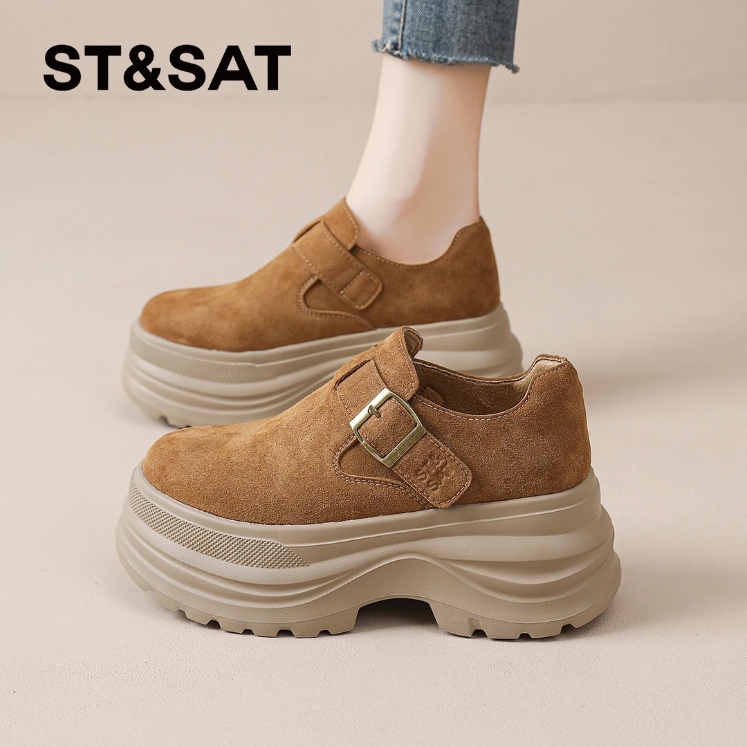 星期六爆款厚底勃肯鞋女款2026新款春季单鞋复古增高显腿长松糕鞋