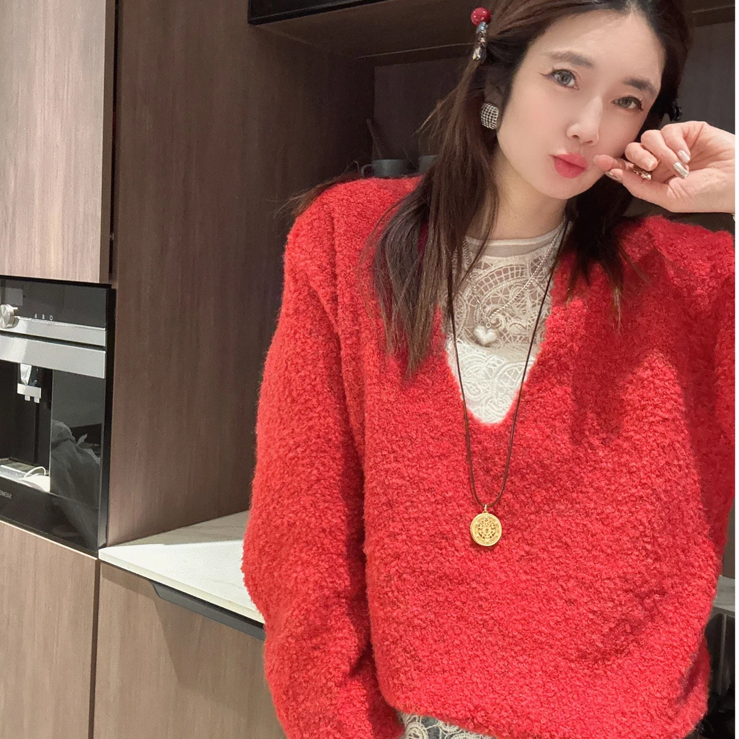 【大小姐家】欧韩货大V领新款毛衣545076