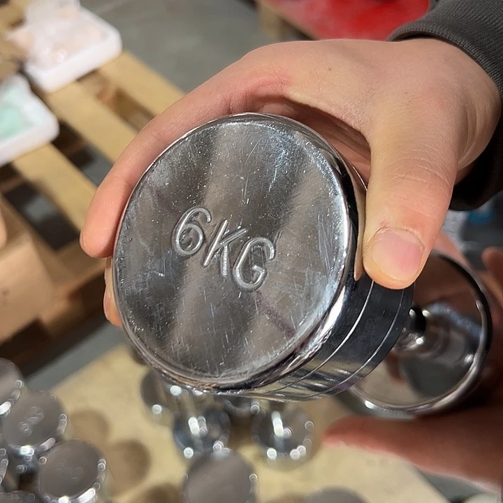 全新电镀纯钢哑铃6公斤一对