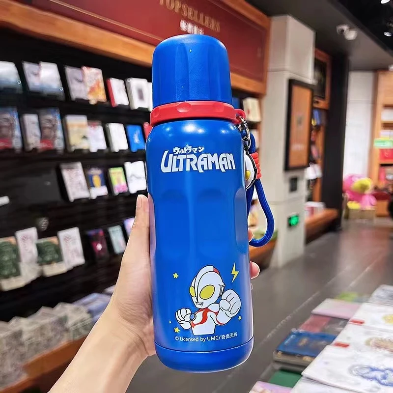 H456 保温杯儿童上学用带吸奥特曼蓝600ml