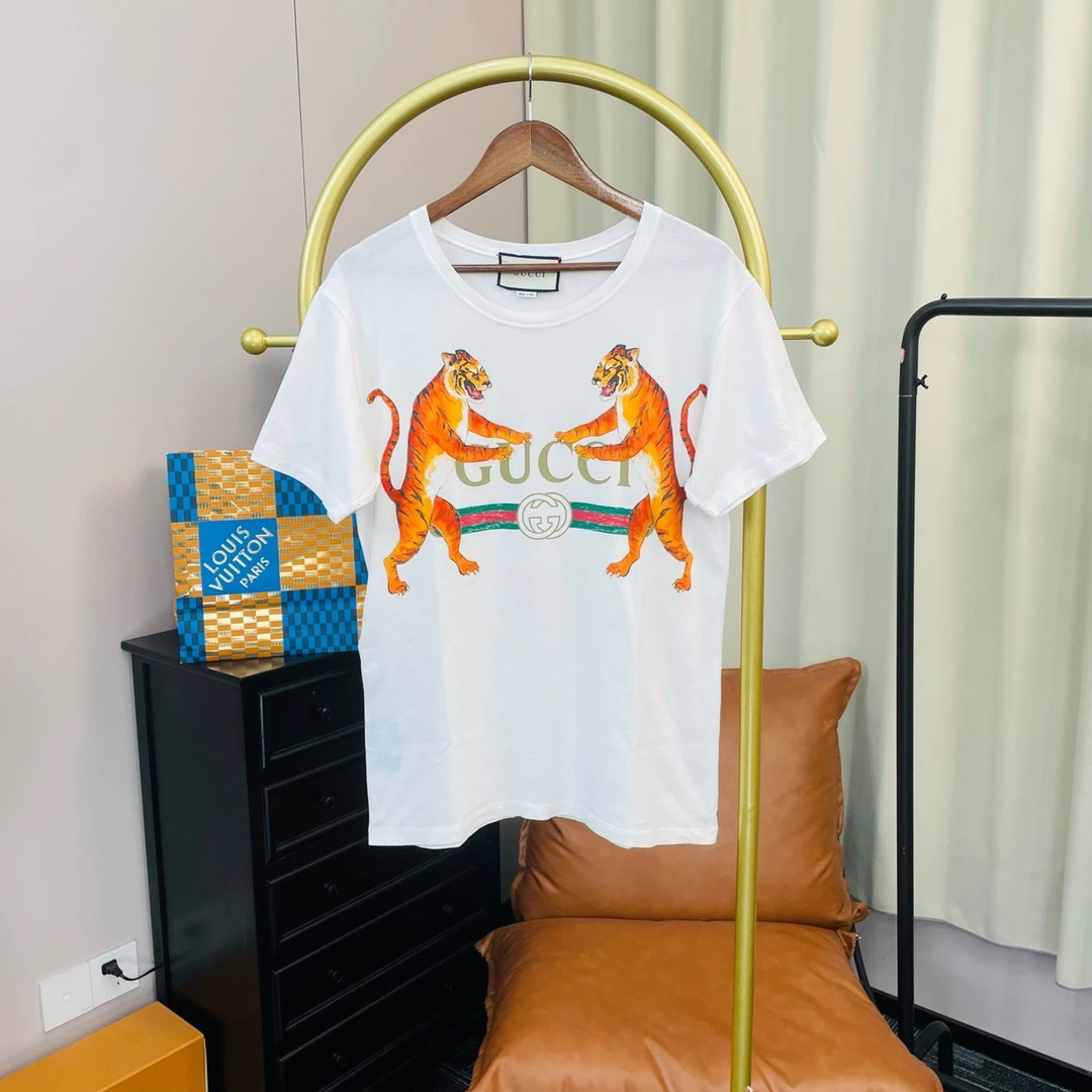 99新 GUCCI/古驰 白色双虎腰带短袖 M码 99新