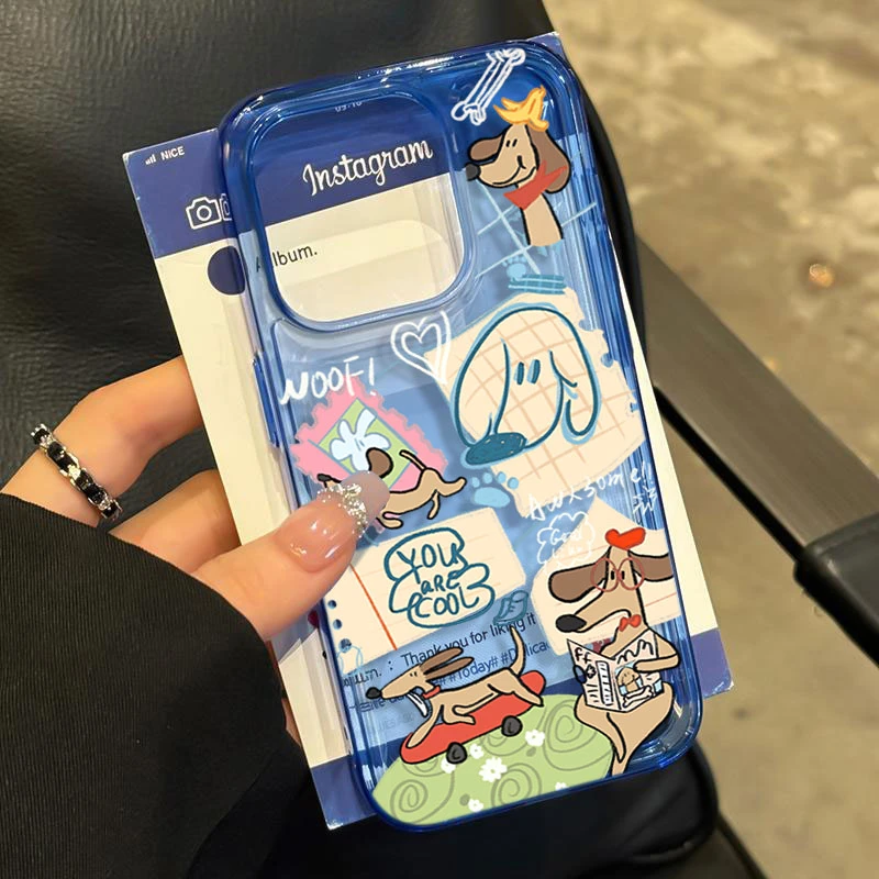 涂鸦狗狗适用iPhone16苹果14_15PROMAX软胶13手机壳12防摔11卡通X