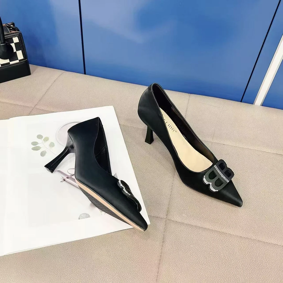 1923  新款法式浅口高跟鞋女细跟尖头百搭单鞋