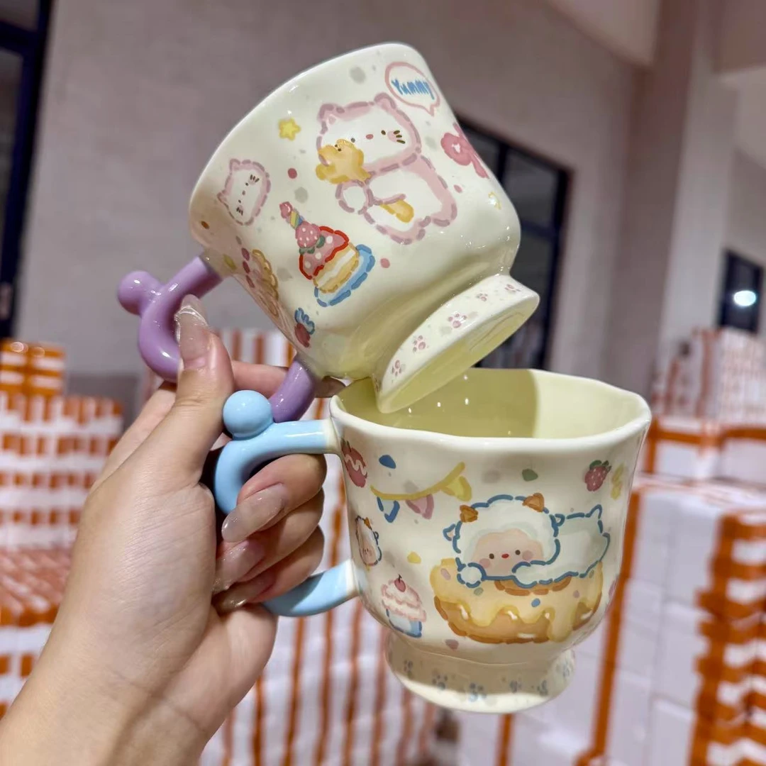 新款可爱卡通陶瓷懒洋洋高脚杯
