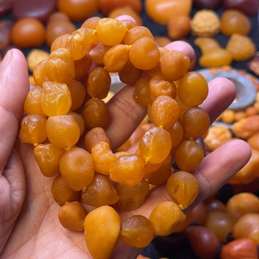 琥珀裸石未镶嵌天然蜜蜡手串