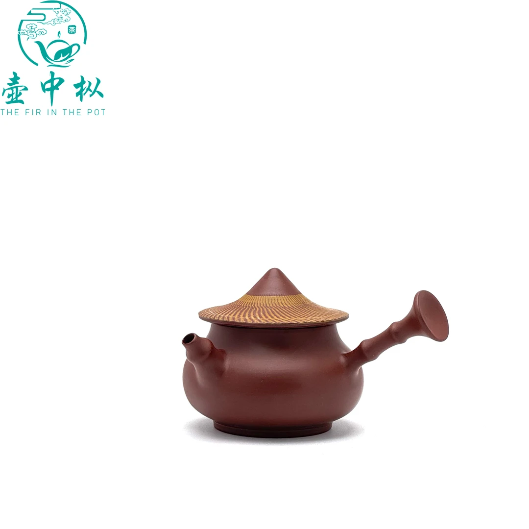 120c渔翁壶全手工潮州手拉壶侧把壶正宗原矿朱泥高温烧功夫泡茶壶
