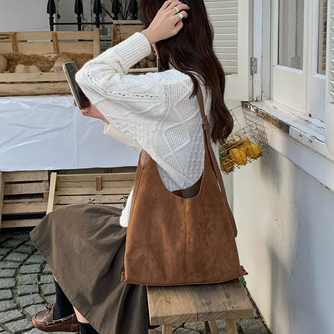 竹笋喵喵 绒面豹纹复古单肩包女2025新秋冬氛围感通勤日常斜挎包