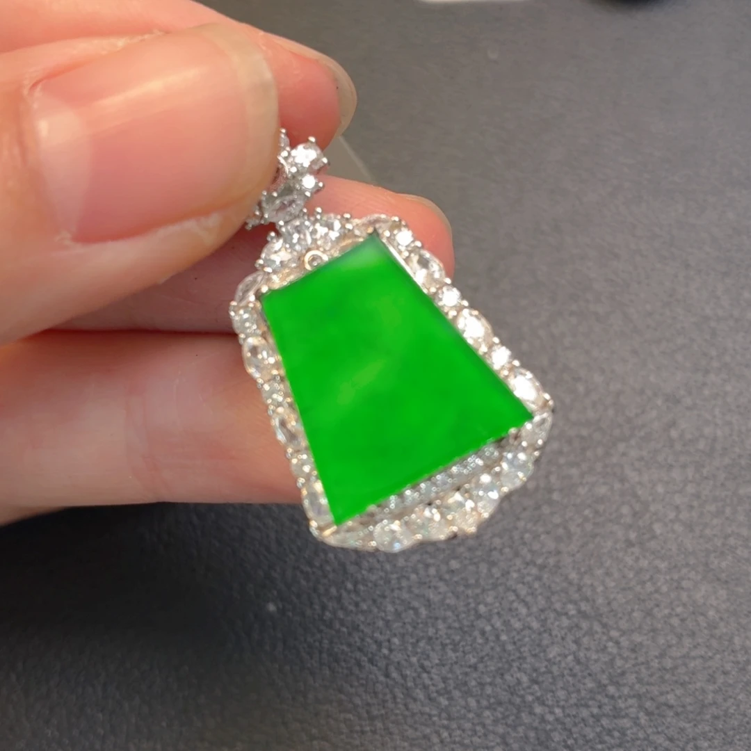 翡翠银S925镶嵌吊坠(不含链)