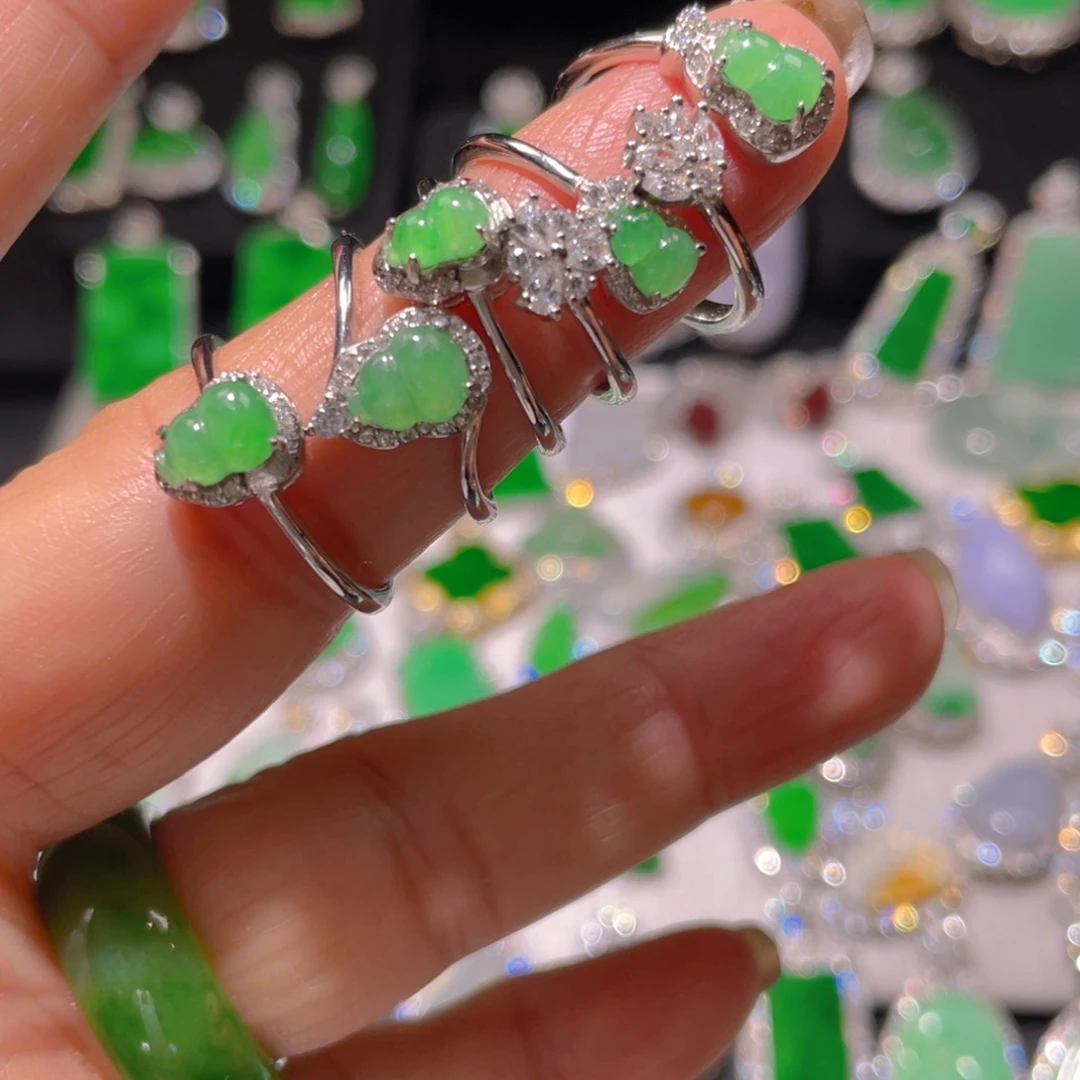 翡翠戒指银S925镶嵌精品