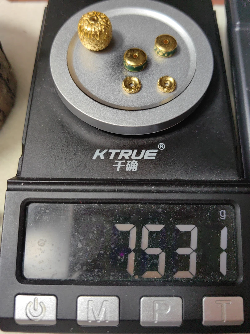 足金999唐草金珠珐琅药片黄金手串配饰