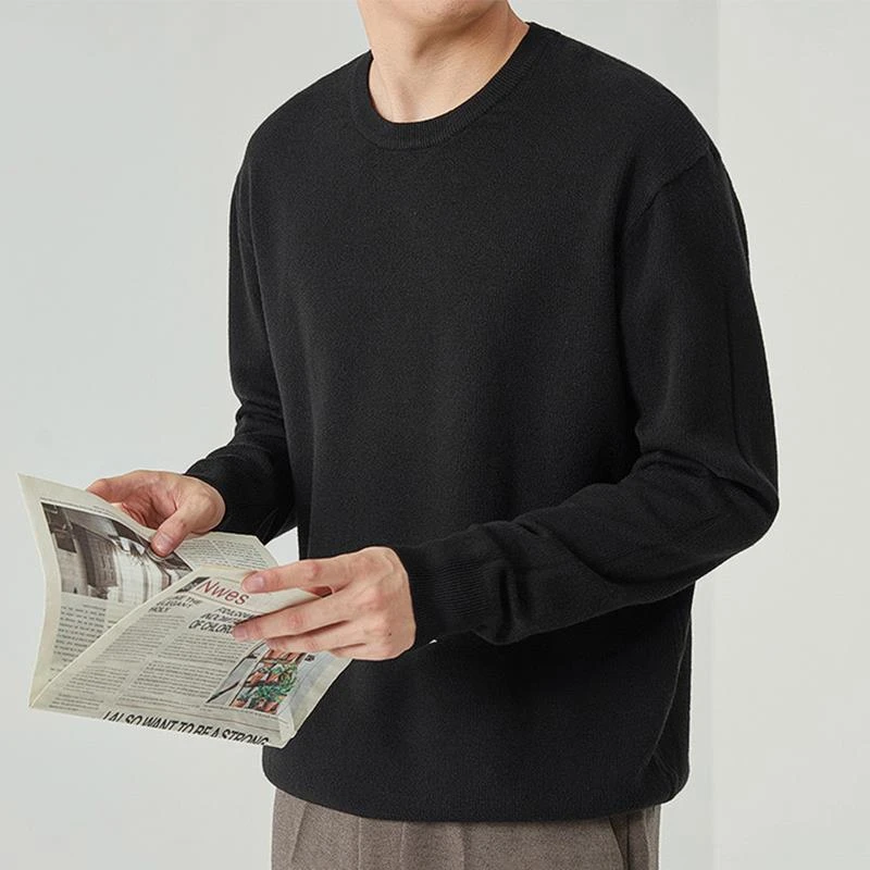 质量好~商务修身打底衫保暖圆领毛衣男2025春秋季休闲针织上衣潮