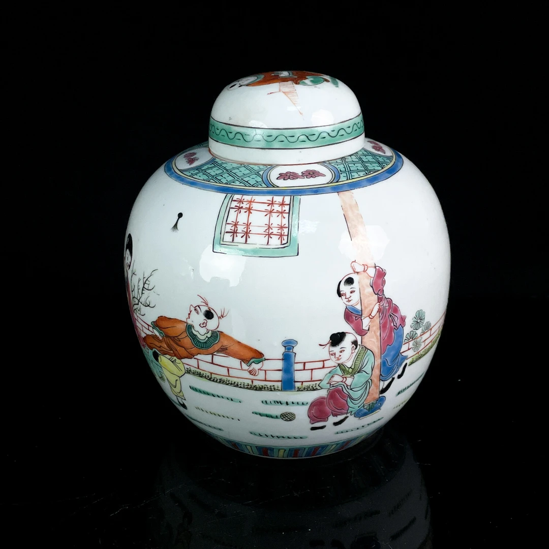 民国 人物故事粉彩盖罐-M25LY001718