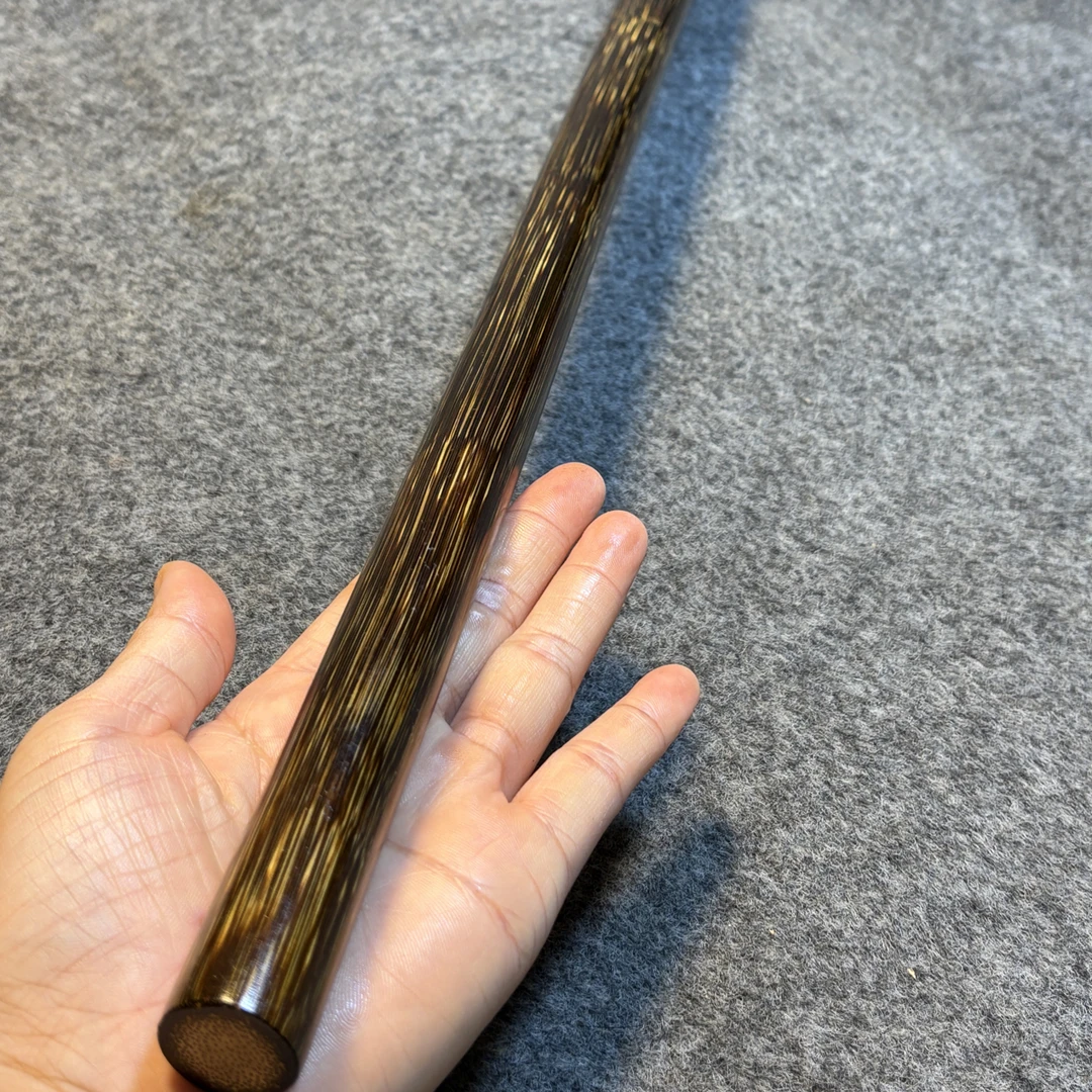 实心金文玩金丝竹棍子无节款手把件手持把玩手杖120长2.0直径左右
