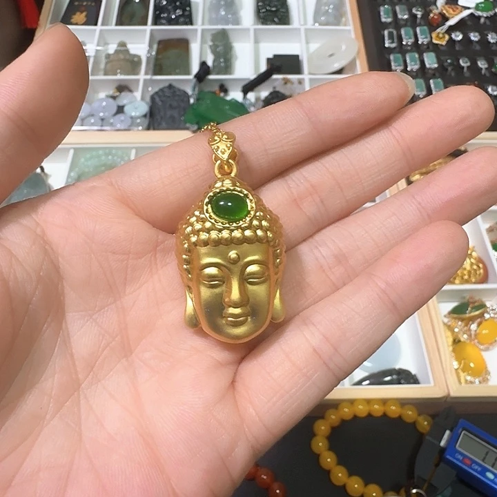 玛瑙/玉髓颈饰合金佛首吊坠