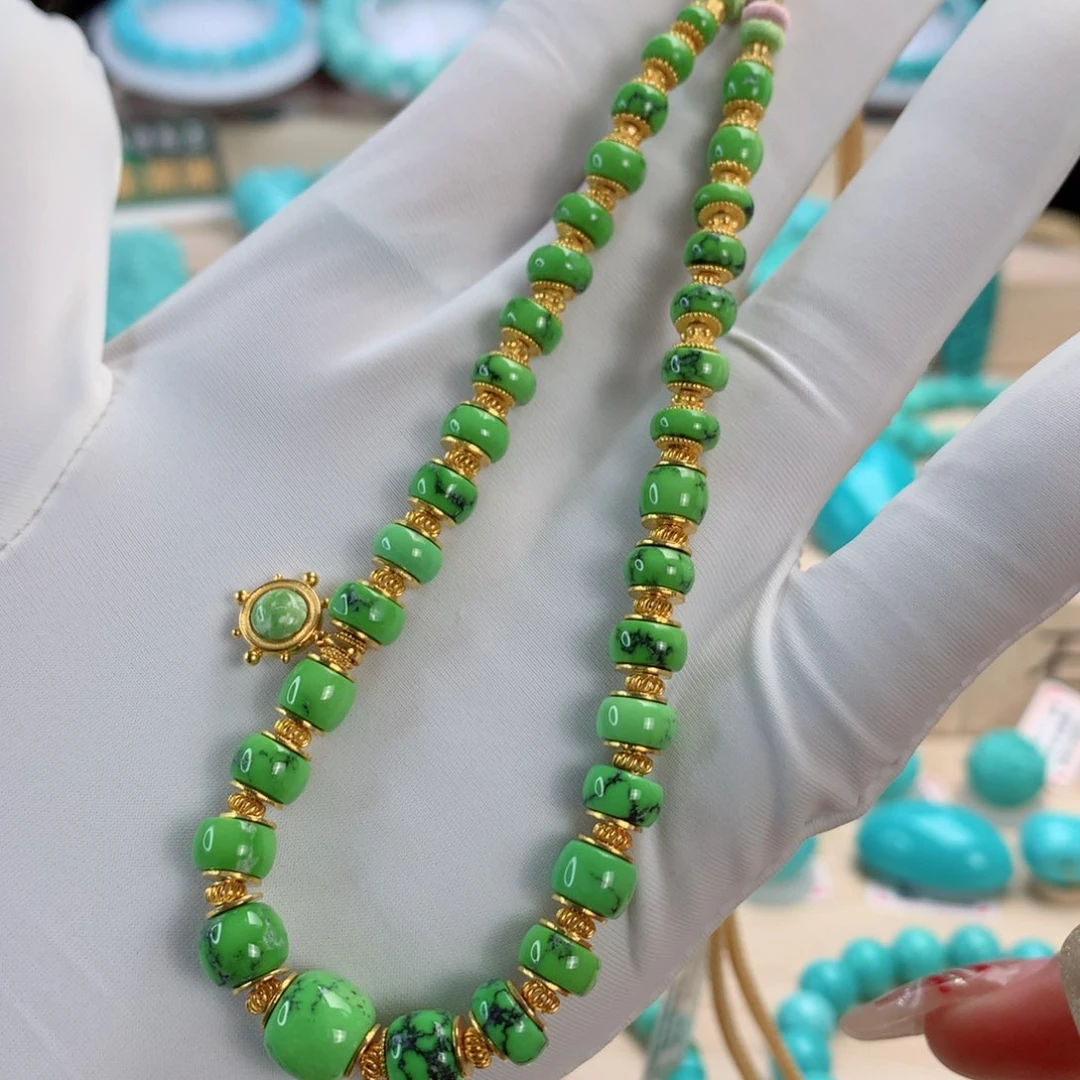 绿松石挂件18K金镶嵌