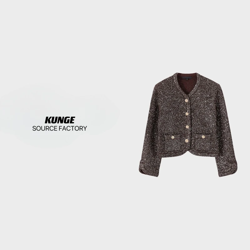 KUNGE-秋冬时尚设计师气质百搭长袖针织衫外套-8322