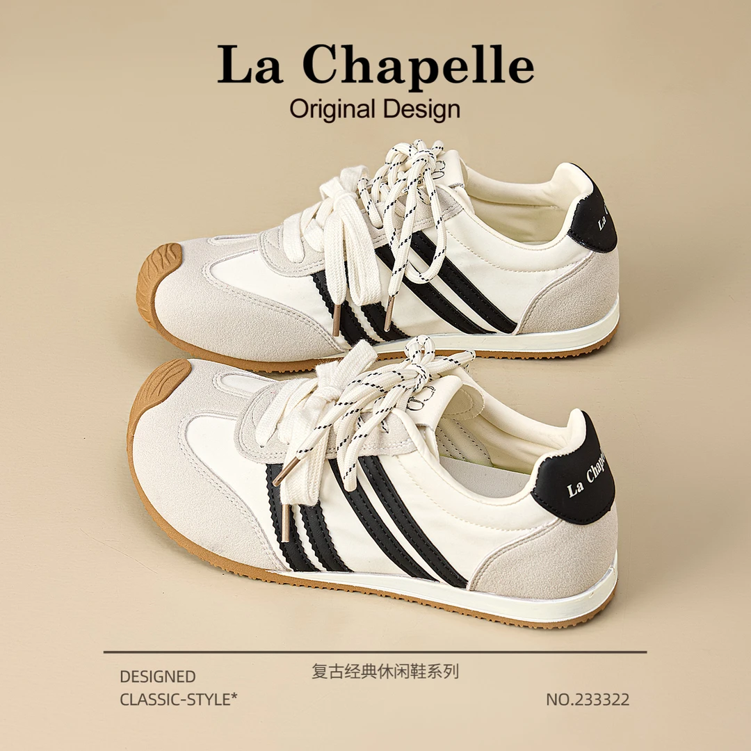 拉夏贝尔德训鞋女2025新款夏季复古百搭休闲低帮小白鞋软底运动鞋