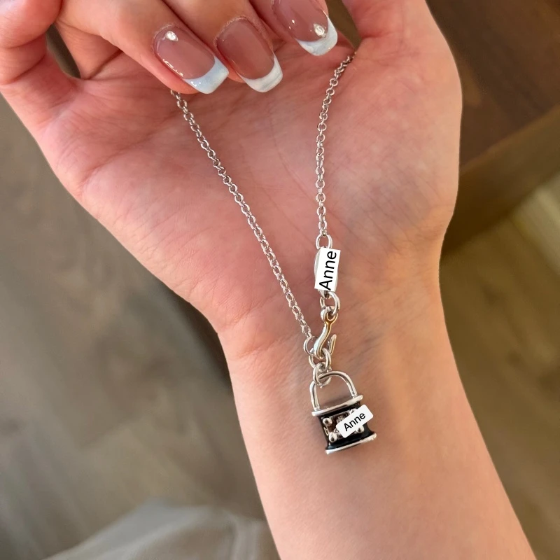 铜合金项链 复古土星小锁设计感项链【X781】