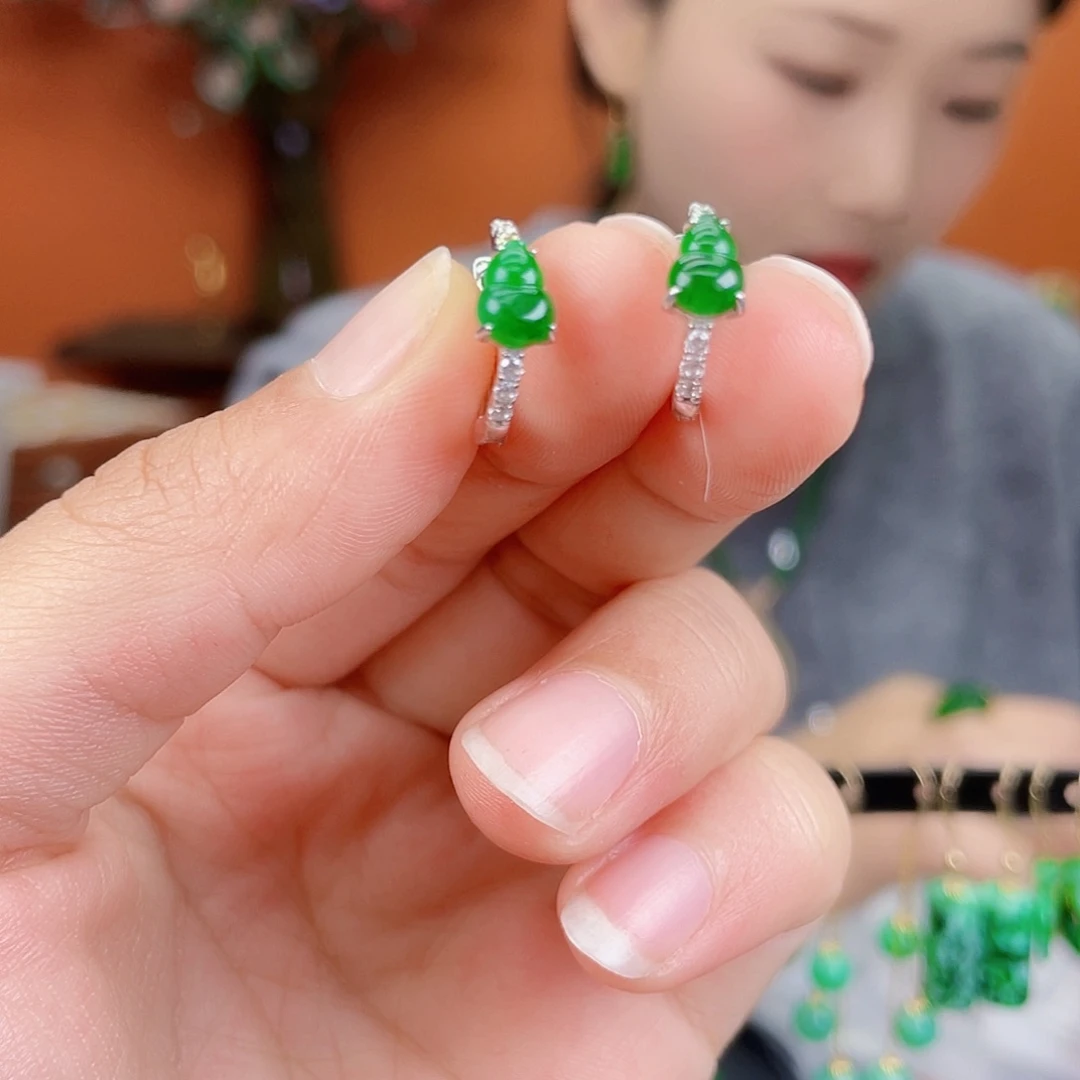 翡翠银S925镶嵌耳饰