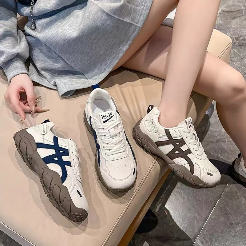 厚底德训鞋女2025新款秋冬百搭复古休闲运动阿甘鞋软底轻便登山鞋