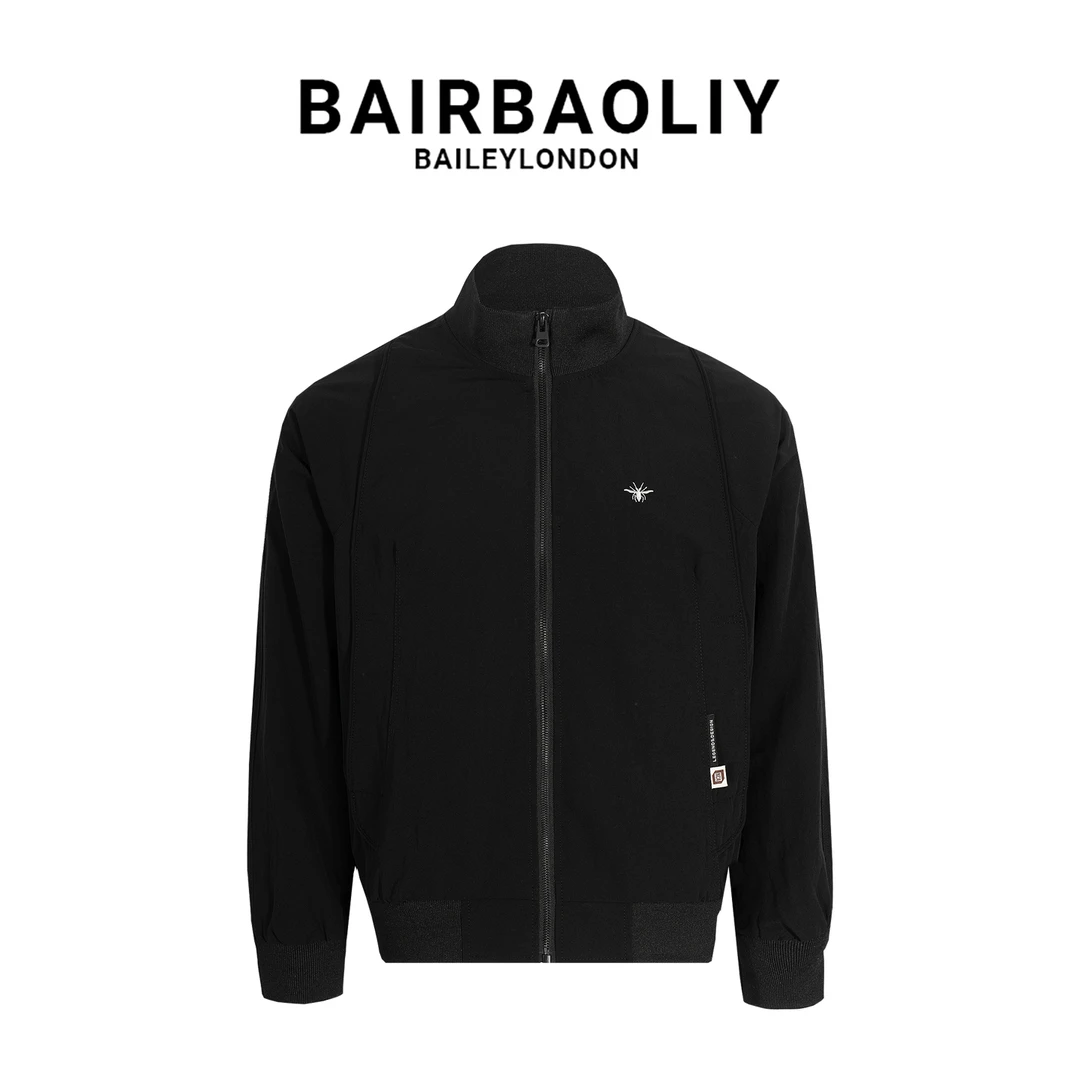 BAIRBAOLIY高端高品质刺绣蜜蜂休闲潮流痞帅爆款立领冲锋衣夹克男