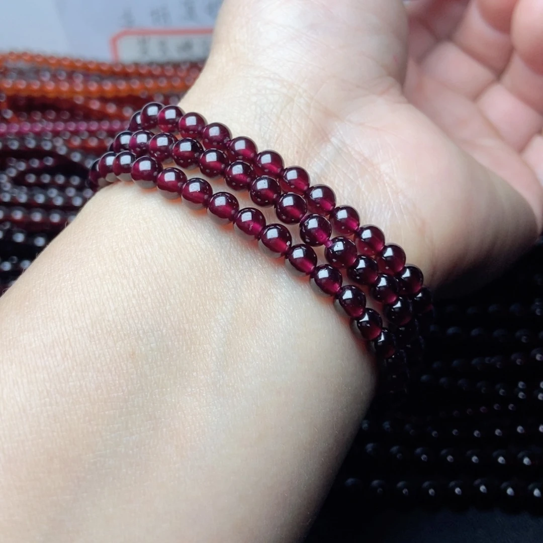 未镶嵌手链石榴石5酒红色