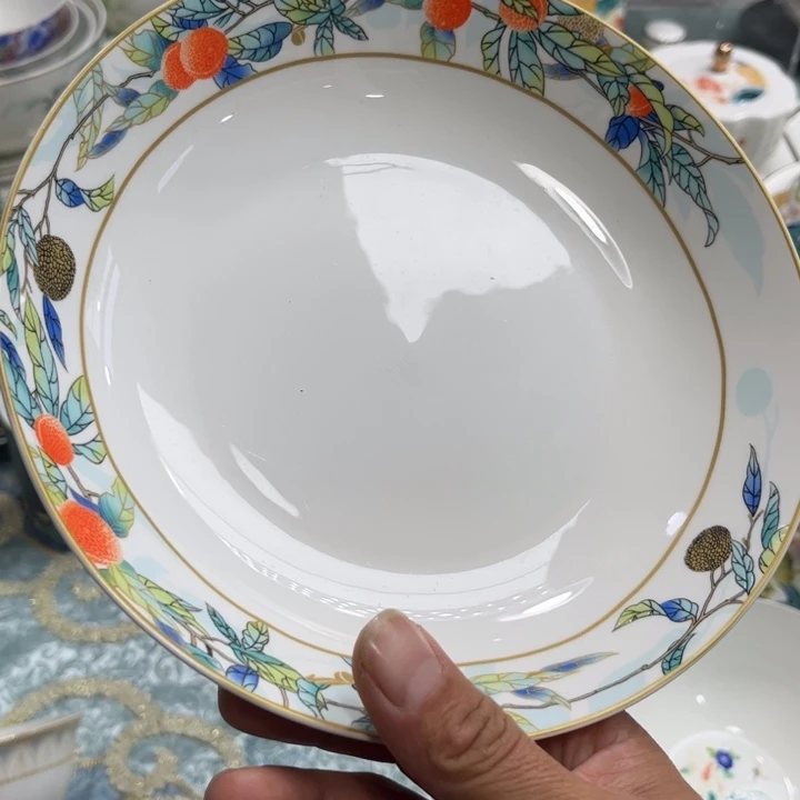 瓷片荔枝八寸深盘二个哇塞