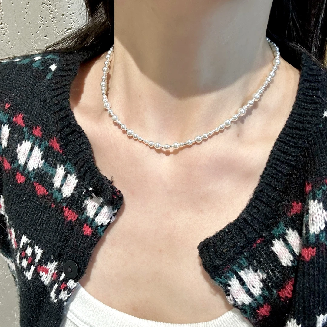 坠链均925银仿珍珠 十里间【朝朝暮暮】法式S925银仿珍珠项链