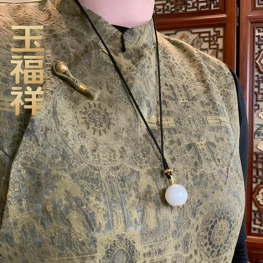 【柒柒】· 沧海丨和田玉单珠白玉吊坠20mm转运珠多样性发其一