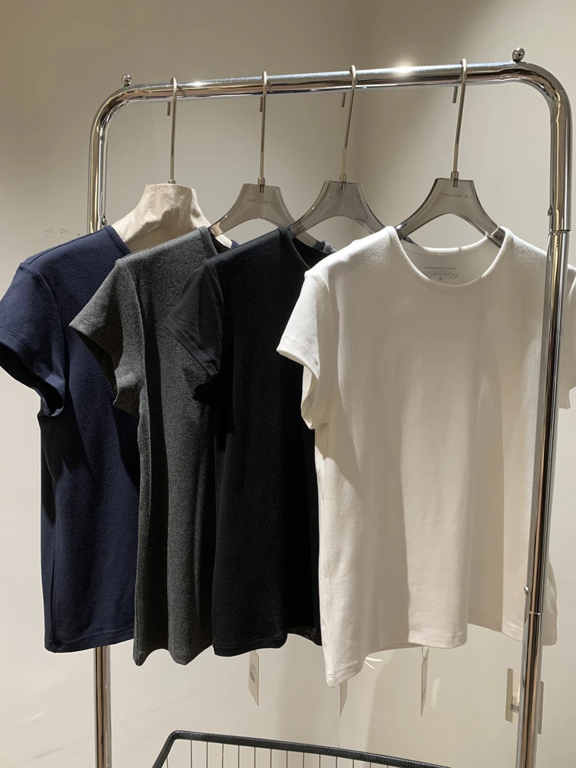 纯棉针织弹力纯色T恤