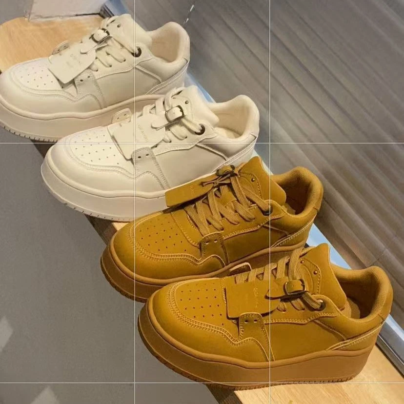 【SJ】2025秋冬运动休闲板鞋美拉德女面包鞋子女款网红款红色鞋子