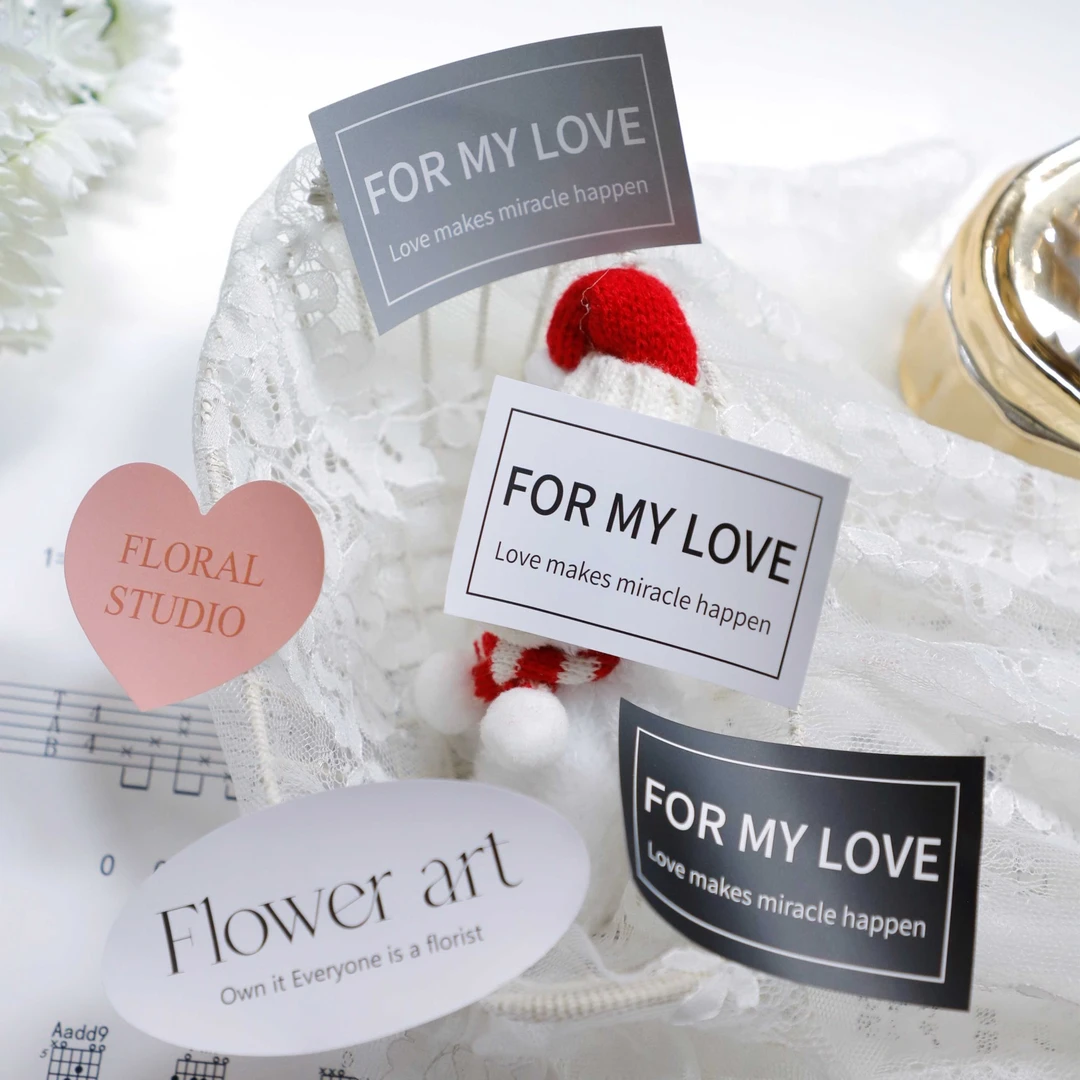 喜洋洋 简约贴纸 英文不干胶花束礼盒贴纸 鲜花包装材料