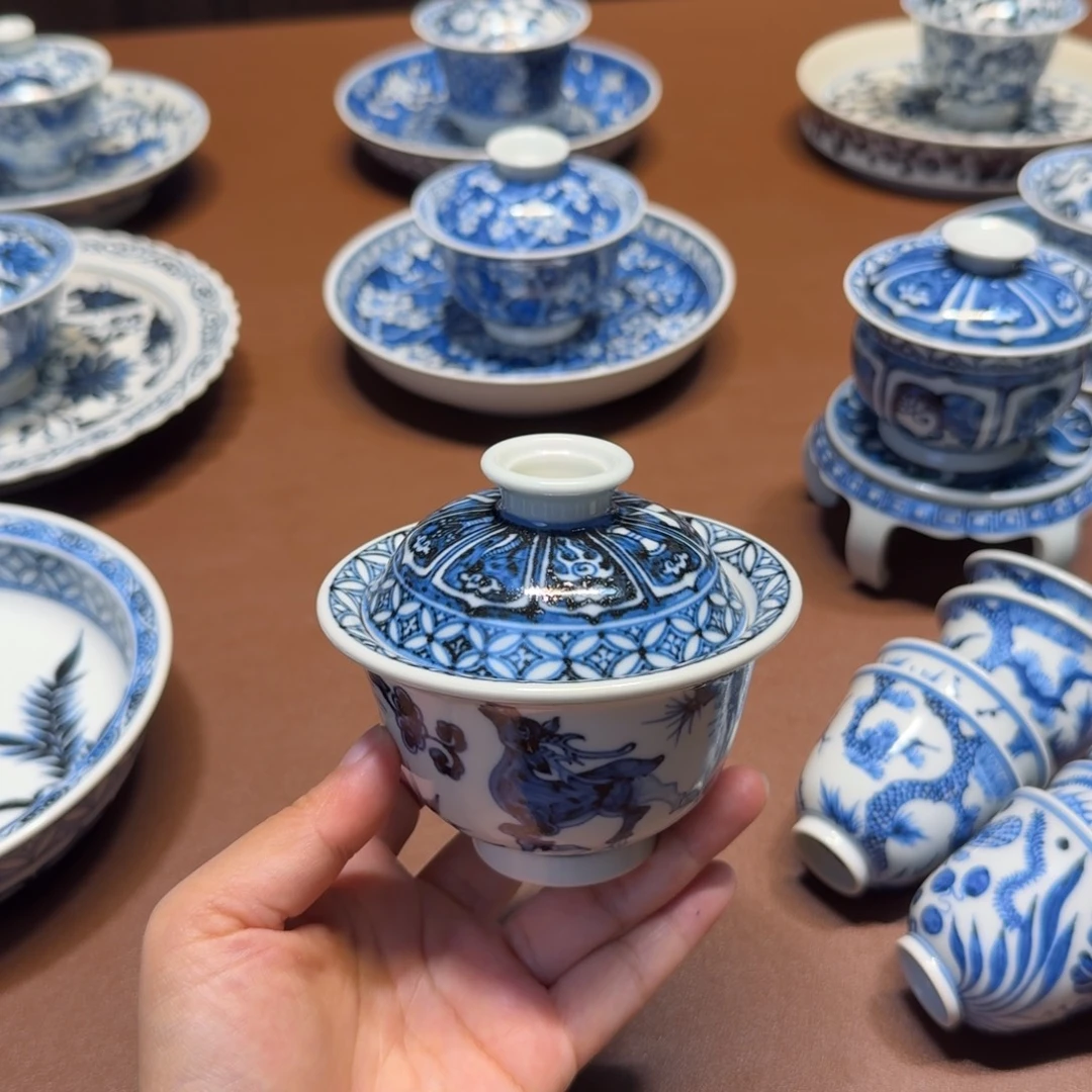 手工手绘茶具盖碗