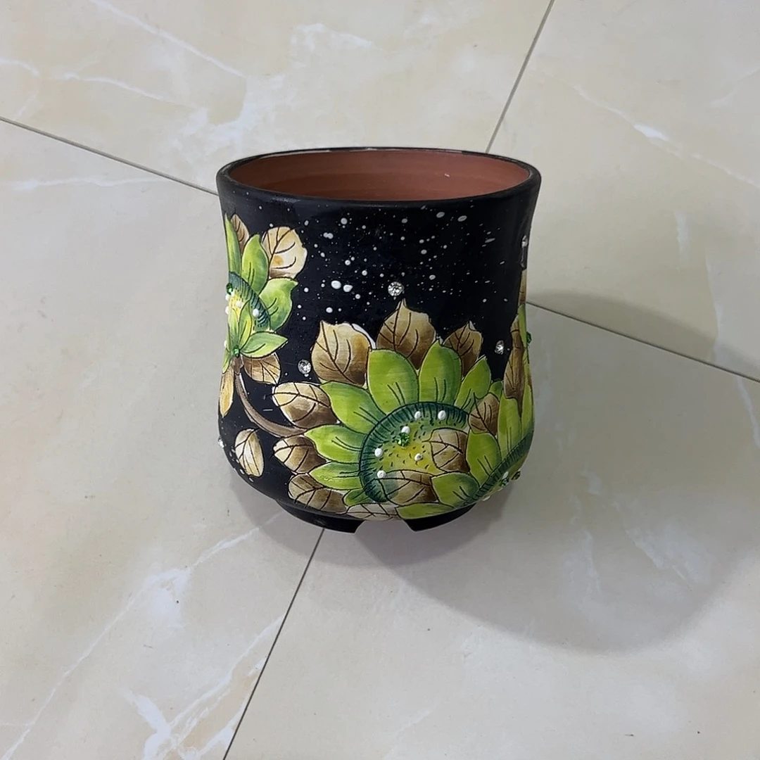 可***冰景德镇炫彩手绘景德镇陶瓷花盆