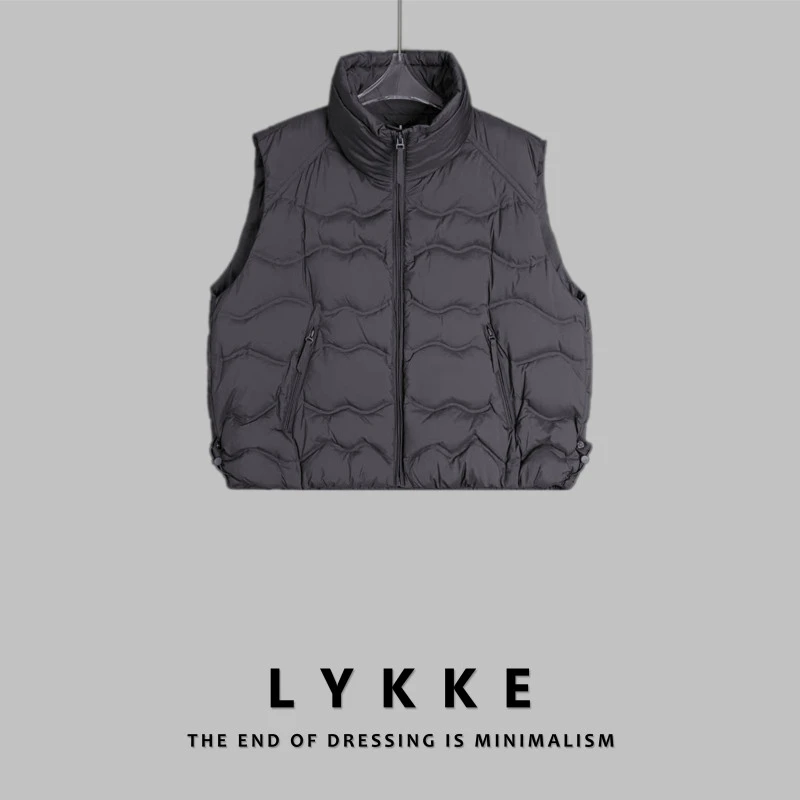 LYKKE 25新款立领下摆抽绳波浪纹拉链款百搭羽绒马甲-E584