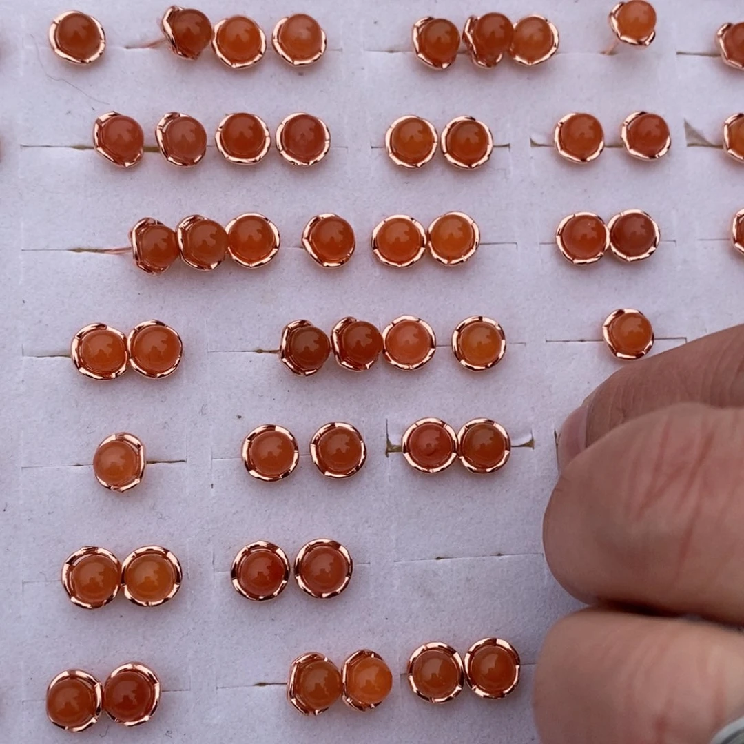 南红玛瑙耳饰银S925镶嵌多样性发货 拍一发一