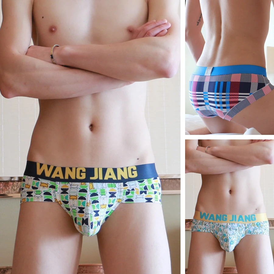 2条装冰丝印花高叉三角男士内裤清凉透气