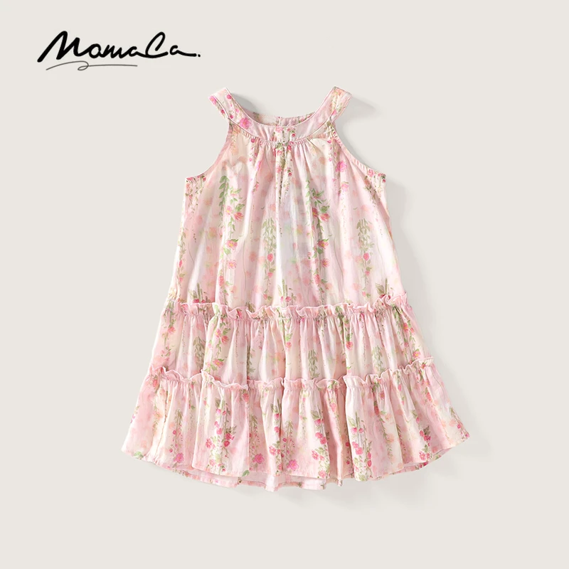 MOMOCO女童夏季甜美碎花挂脖棉布连衣裙75680470052