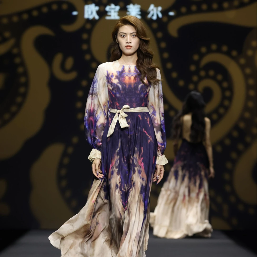 【九尾狐】轻奢时尚气质优雅桑蚕丝连衣裙502-502004