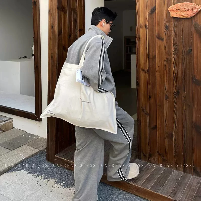 OXFREAK 「撞色织带条纹」500G空气层活页开衫卫衣男休闲运动外套