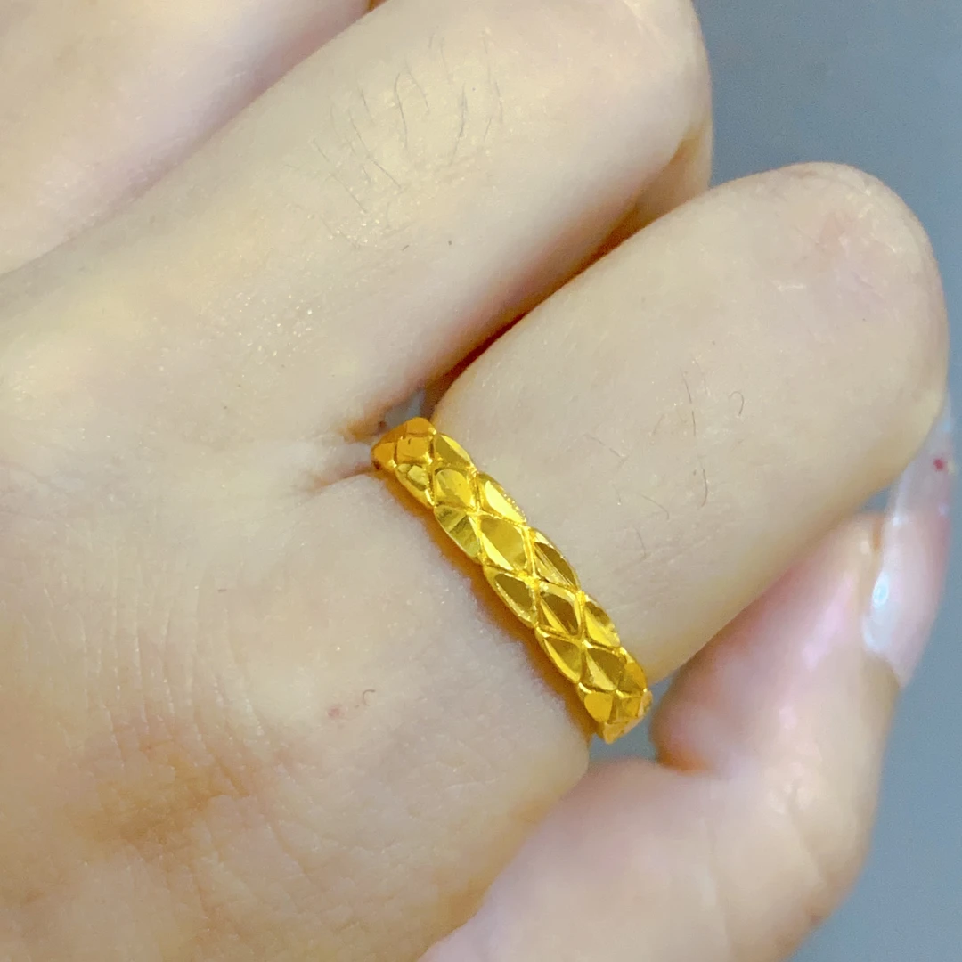 铜合金戒指 龙纹亮晶晶素圈戒指 开口可调节防水不掉色A36