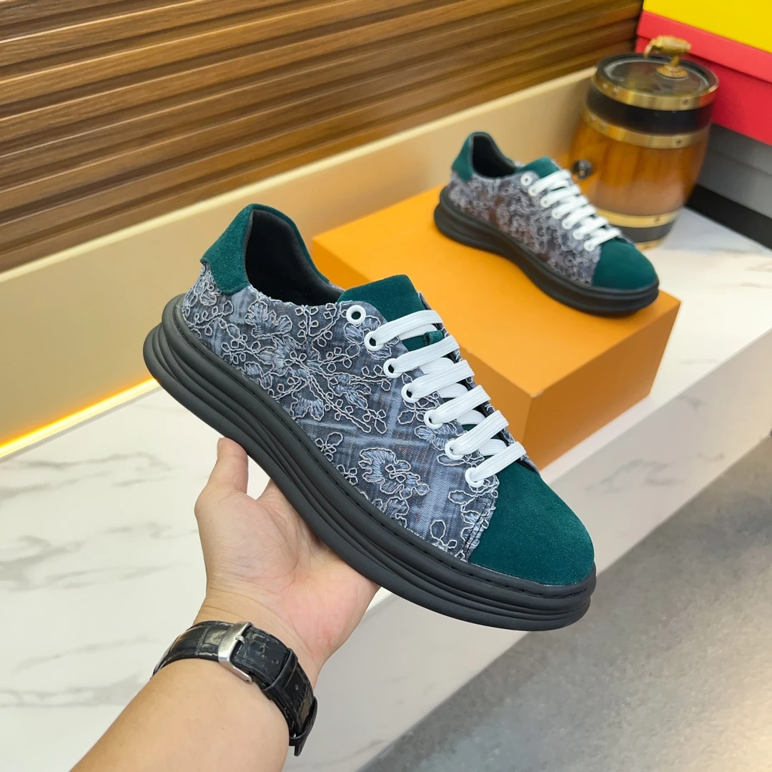 卡莱新款板鞋男士个性拼色厚底时尚休闲鞋厚底增高男鞋高档潮牌鞋